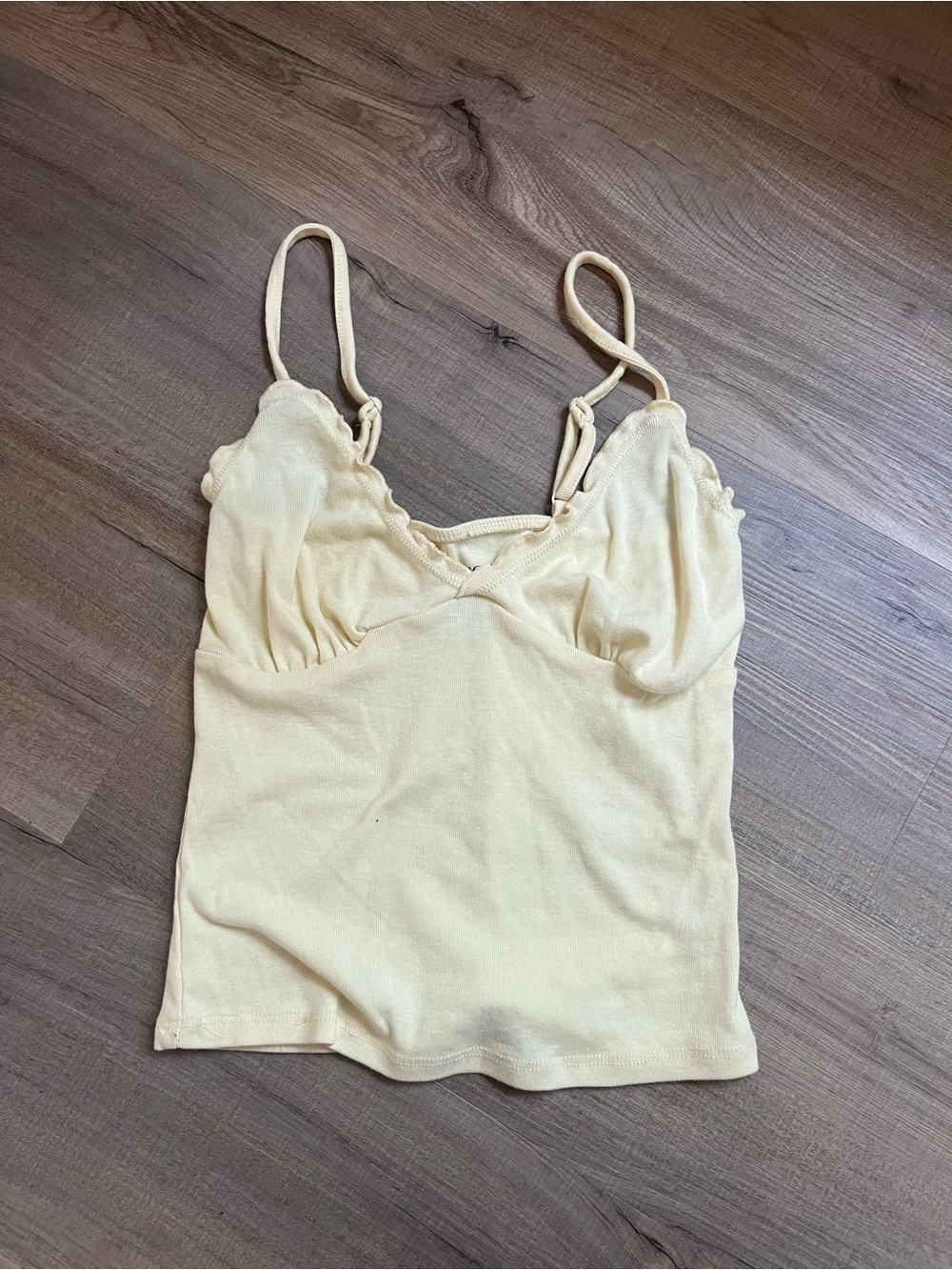 Pink Rose Pale Yellow Spaghetti Strap Cami Tank